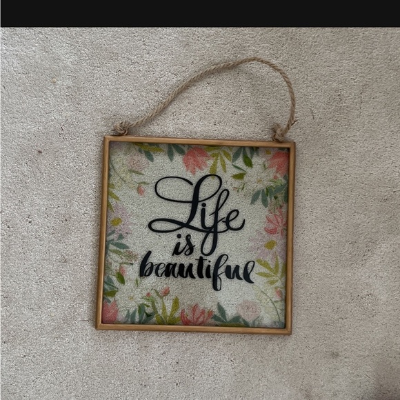 Other - Floral Wall Art with Inspirational Quote